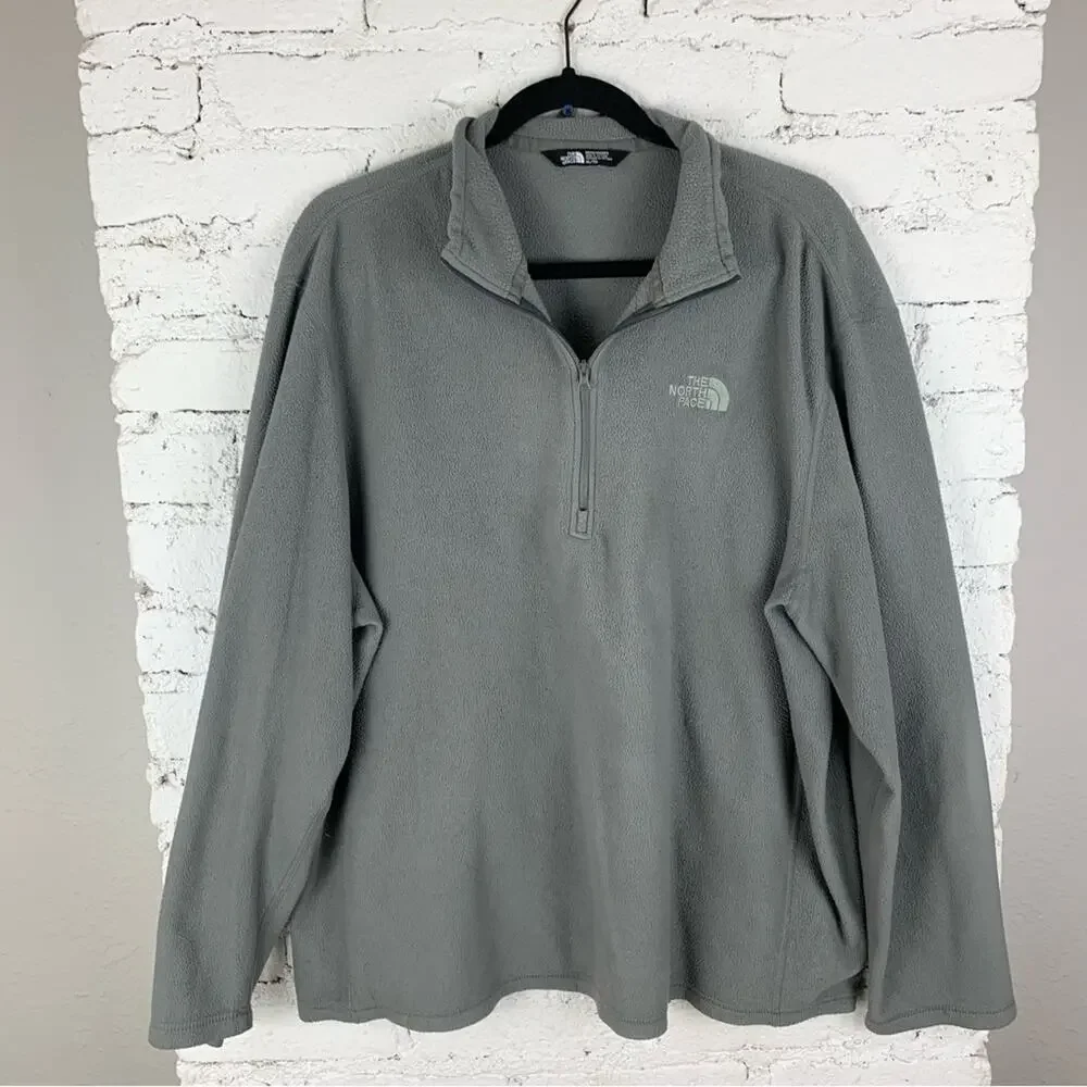 The North Face Green/Grey Fleece Pullover Half Zip Jacket XL